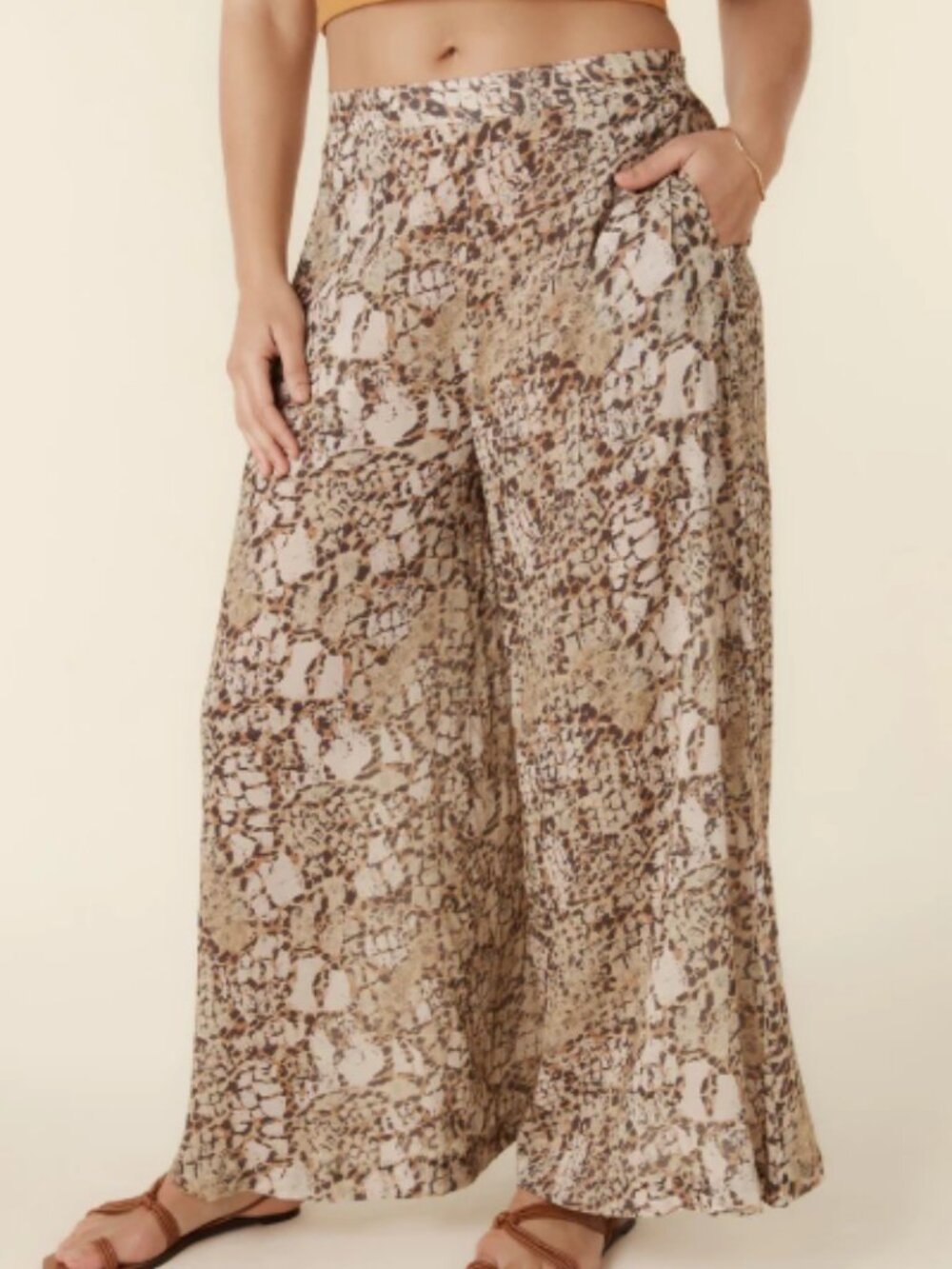 SPELL & The Gypsy Collective - Byron Bay Animal Print Wide-Leg Palazzo Pants L